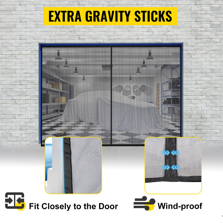 VEVOR Garage Door Screen 16 x 7 ft for 2 Cars 5.2 lbs Heavy-Duty Fiberglass Mesh for Quick Entry Self Sealing Magnet Retractable