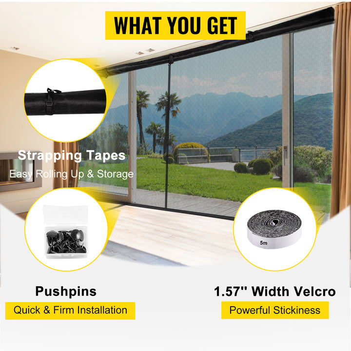 VEVOR Garage Door Screen 16 x 7 ft for 2 Cars 5.2 lbs Heavy-Duty Fiberglass Mesh for Quick Entry Self Sealing Magnet Retractable