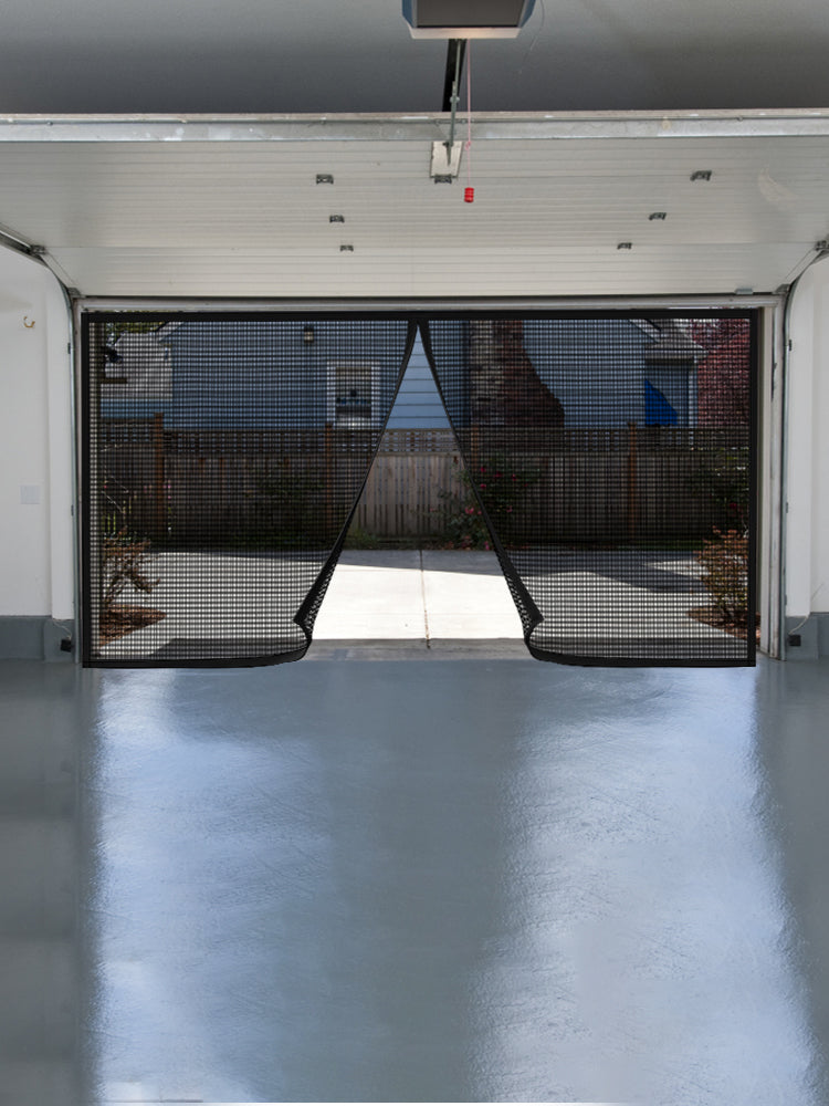 VEVOR Garage Door Screen 16 x 7 ft for 2 Cars 5.2 lbs Heavy-Duty Fiberglass Mesh for Quick Entry Self Sealing Magnet Retractable