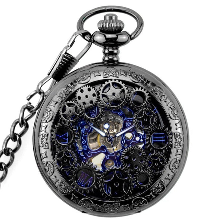 Gear Gun Metal Pocket Watch