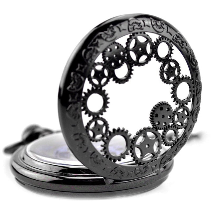 Gear Gun Metal Pocket Watch