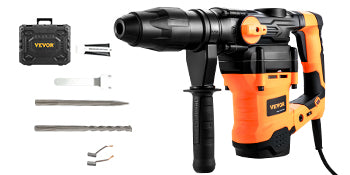 VEVOR 1600W Rotary Hammer Drill Max Drilling 42mm 3 Modes SDS Max Corded Demolition Chipping Metal Concrete Breaker Jackhammer