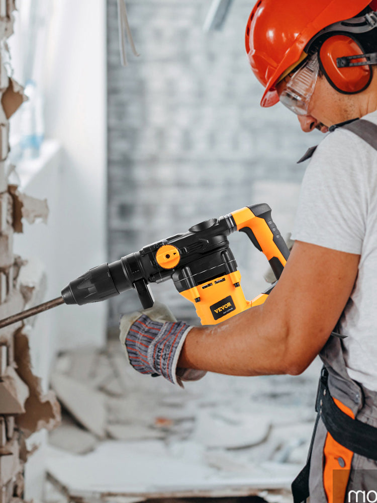 VEVOR 1600W Rotary Hammer Drill Max Drilling 42mm 3 Modes SDS Max Corded Demolition Chipping Metal Concrete Breaker Jackhammer