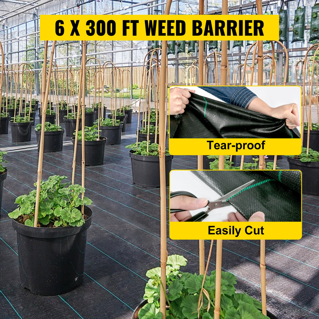 VEVOR Landscape Fabric 6ft x 300ft Geotextile Fabric Durable Heavy Duty 1.5oz Ground Cover Woven For Commercial Greenhouse Yard