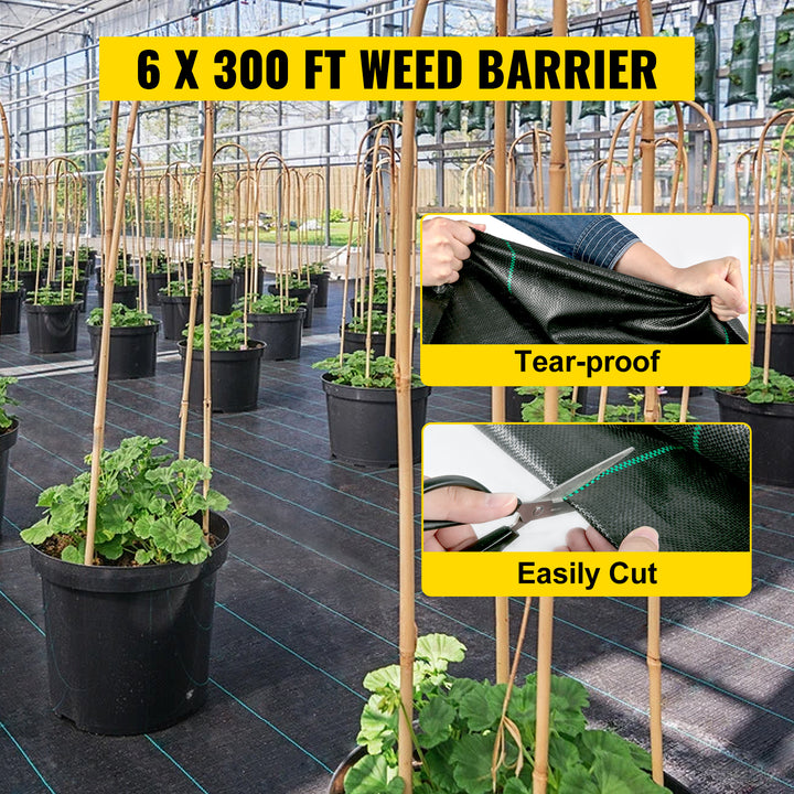 VEVOR Landscape Fabric 6ft x 300ft Geotextile Fabric Durable Heavy Duty 1.5oz Ground Cover Woven For Commercial Greenhouse Yard