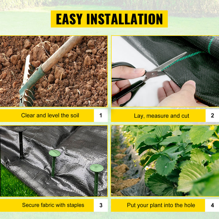 VEVOR Landscape Fabric 6ft x 300ft Geotextile Fabric Durable Heavy Duty 1.5oz Ground Cover Woven For Commercial Greenhouse Yard