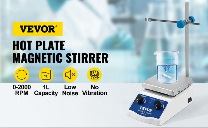 VEVOR 1000ML Electric Magnetic Stirrer Hot Plate Vortex Mixer Shaker With Stir Bar Medical Bioloicgal Chemical Laboratory