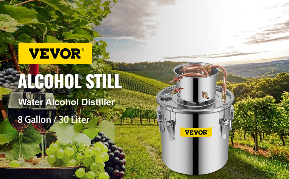 VEVOR 3 5 8 Gal Alcohol Distiller Alambic Moonshine Still Stainless Copper DIY Home Brew Water Wine Essential Oil Brewing Kit