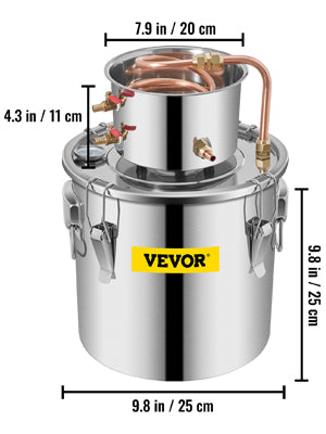 VEVOR 3 5 8 Gal Alcohol Distiller Alambic Moonshine Still Stainless Copper DIY Home Brew Water Wine Essential Oil Brewing Kit