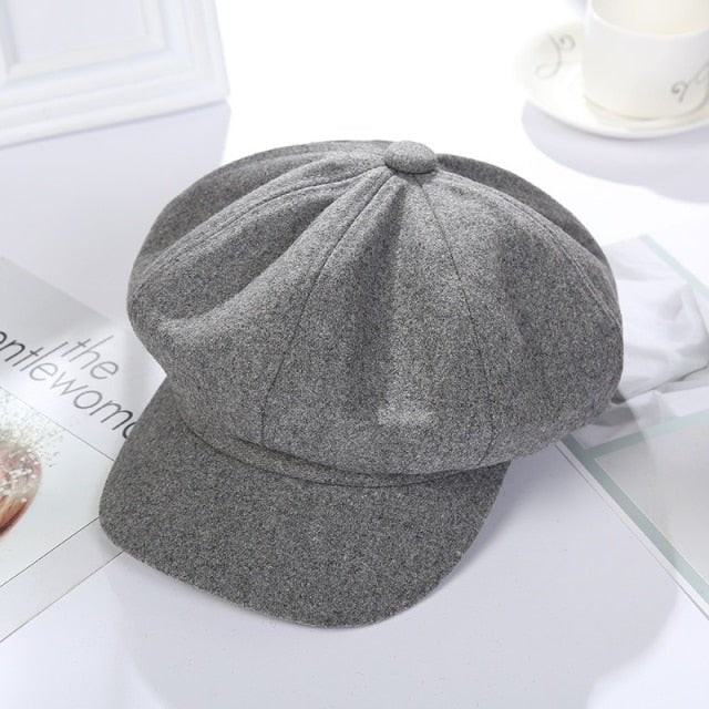 New Women Woolen Newsboy Hat