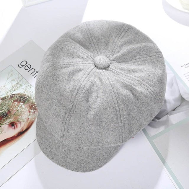 New Women Woolen Newsboy Hat