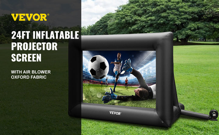VEVOR Inflatable Movie Screen 24FT Inflatable Projector Screen w/ 360W Air Blower Blow Up Screen Supports Front/Rear Projection