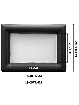 VEVOR Inflatable Movie Screen 24FT Inflatable Projector Screen w/ 360W Air Blower Blow Up Screen Supports Front/Rear Projection