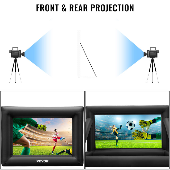 VEVOR Inflatable Movie Screen 24FT Inflatable Projector Screen w/ 360W Air Blower Blow Up Screen Supports Front/Rear Projection