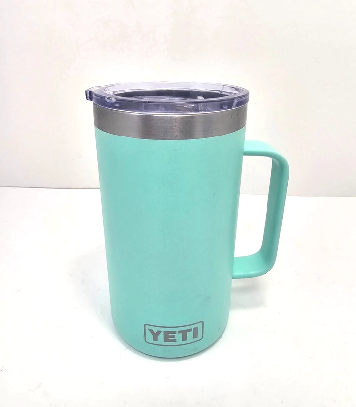 Yeti Rambler 24oz Handle Mug Tumbler Teal Stainless Steel w/ Slider Lid