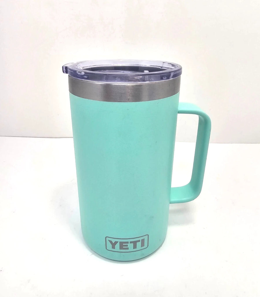 Yeti Rambler 24oz Handle Mug Tumbler Teal Stainless Steel w/ Slider Lid