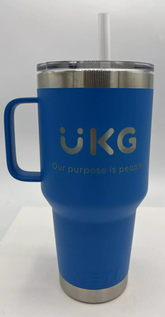 Yeti Rambler 35 Oz YETI With Lid Straw NEW Tumbler Blue UKG Logo