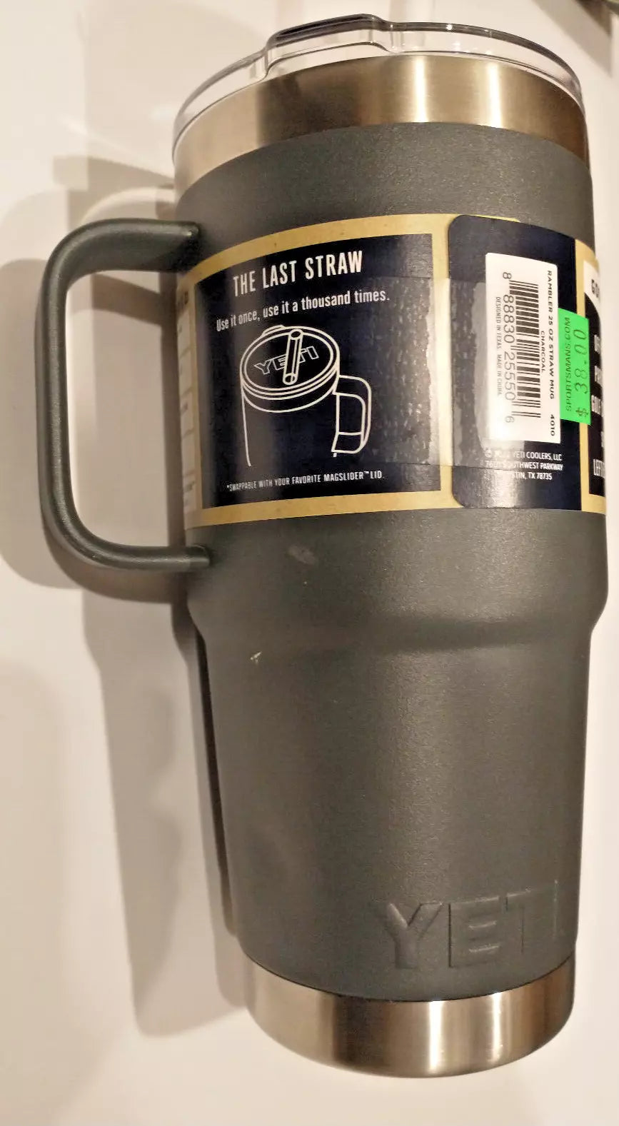 YETI Rambler 25oz Charcoal Mug, Straw Lid, Stainless Steel, Insulated, New Other