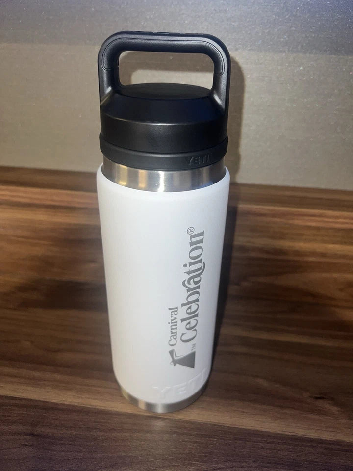 Carnival Cruise Celebration White Yeti Rambler 26oz Bottle With Chug Cap