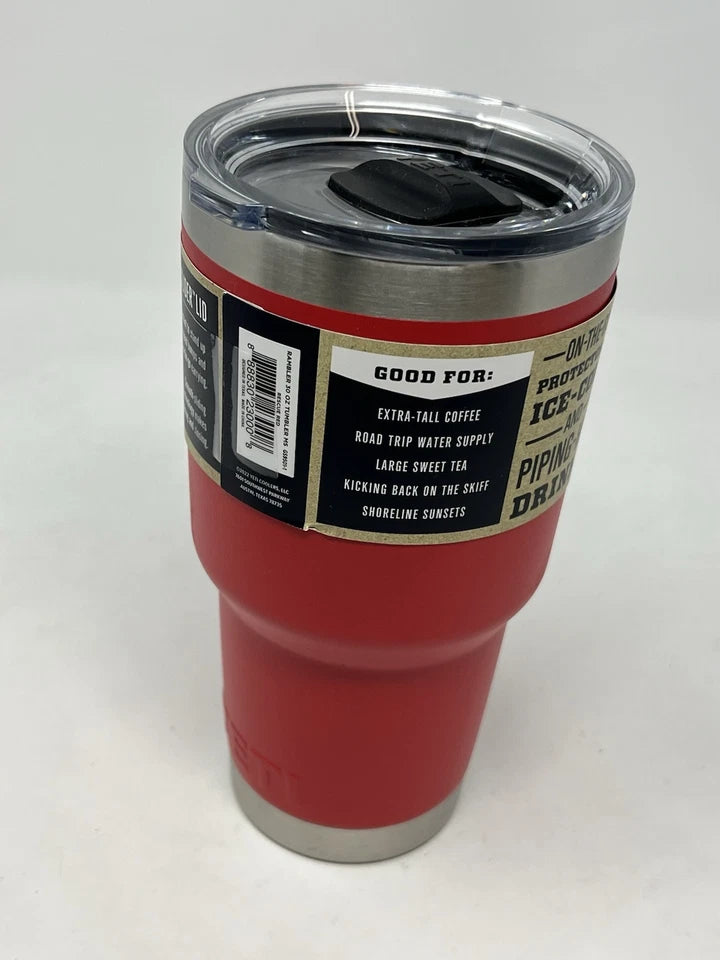 YETI Rambler 30 oz Tumbler, Stainless Vacuum Insulated MagSlider Lid, Rescue Red
