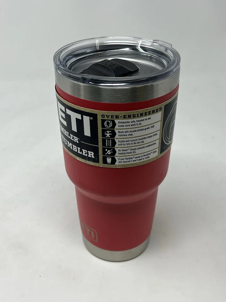 YETI Rambler 30 oz Tumbler, Stainless Vacuum Insulated MagSlider Lid, Rescue Red