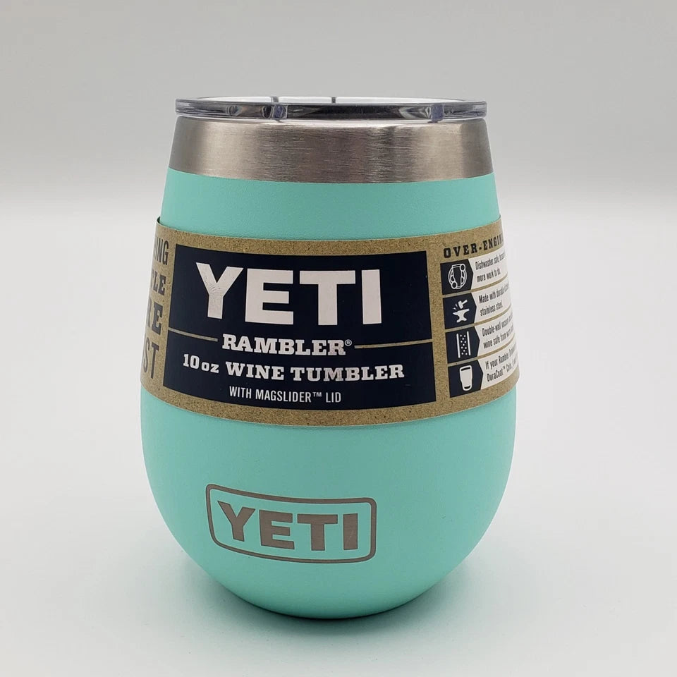 YETI Rambler 10 oz Wine Tumbler - SEAFOAM - with Black MagSlider Lid - NEW