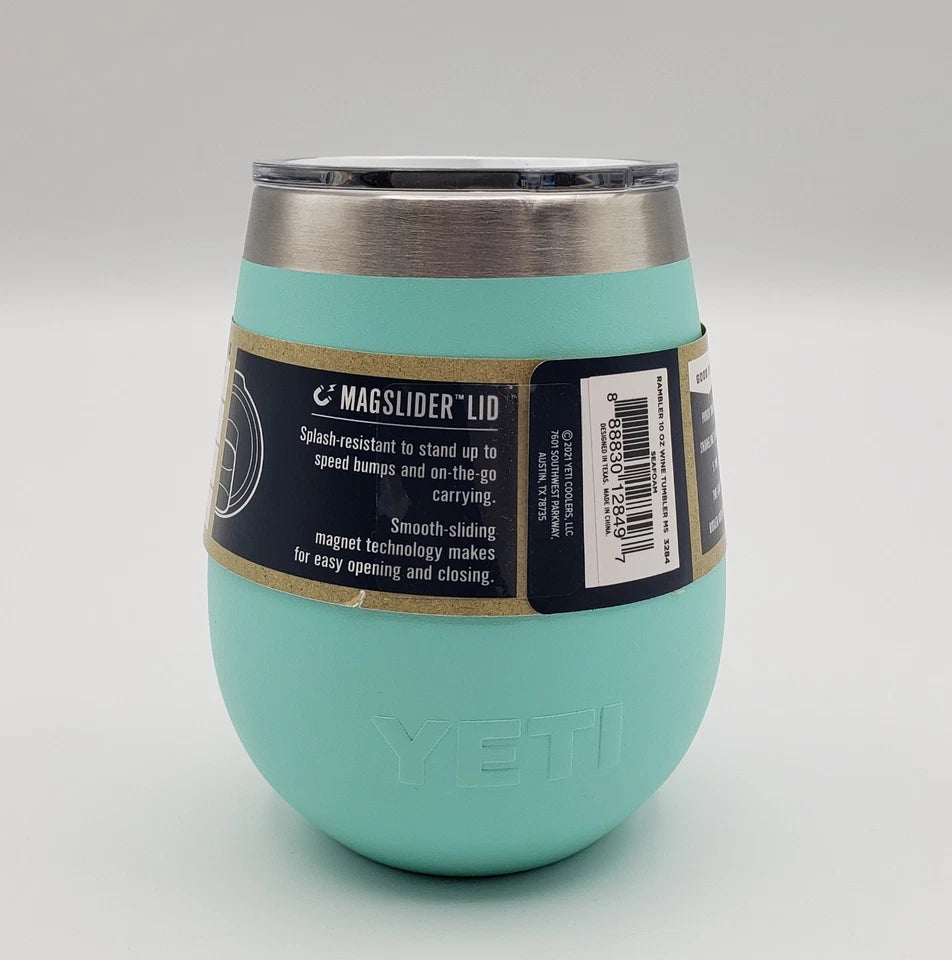 YETI Rambler 10 oz Wine Tumbler - SEAFOAM - with Black MagSlider Lid - NEW