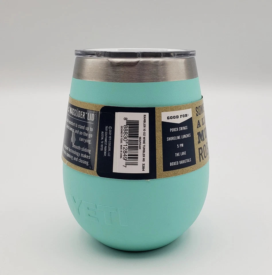 YETI Rambler 10 oz Wine Tumbler - SEAFOAM - with Black MagSlider Lid - NEW
