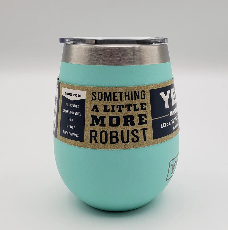 YETI Rambler 10 oz Wine Tumbler - SEAFOAM - with Black MagSlider Lid - NEW