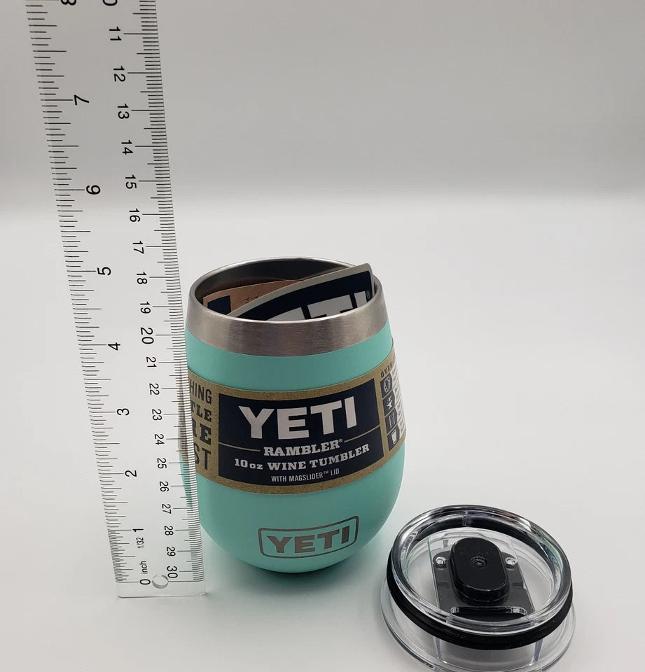 YETI Rambler 10 oz Wine Tumbler - SEAFOAM - with Black MagSlider Lid - NEW