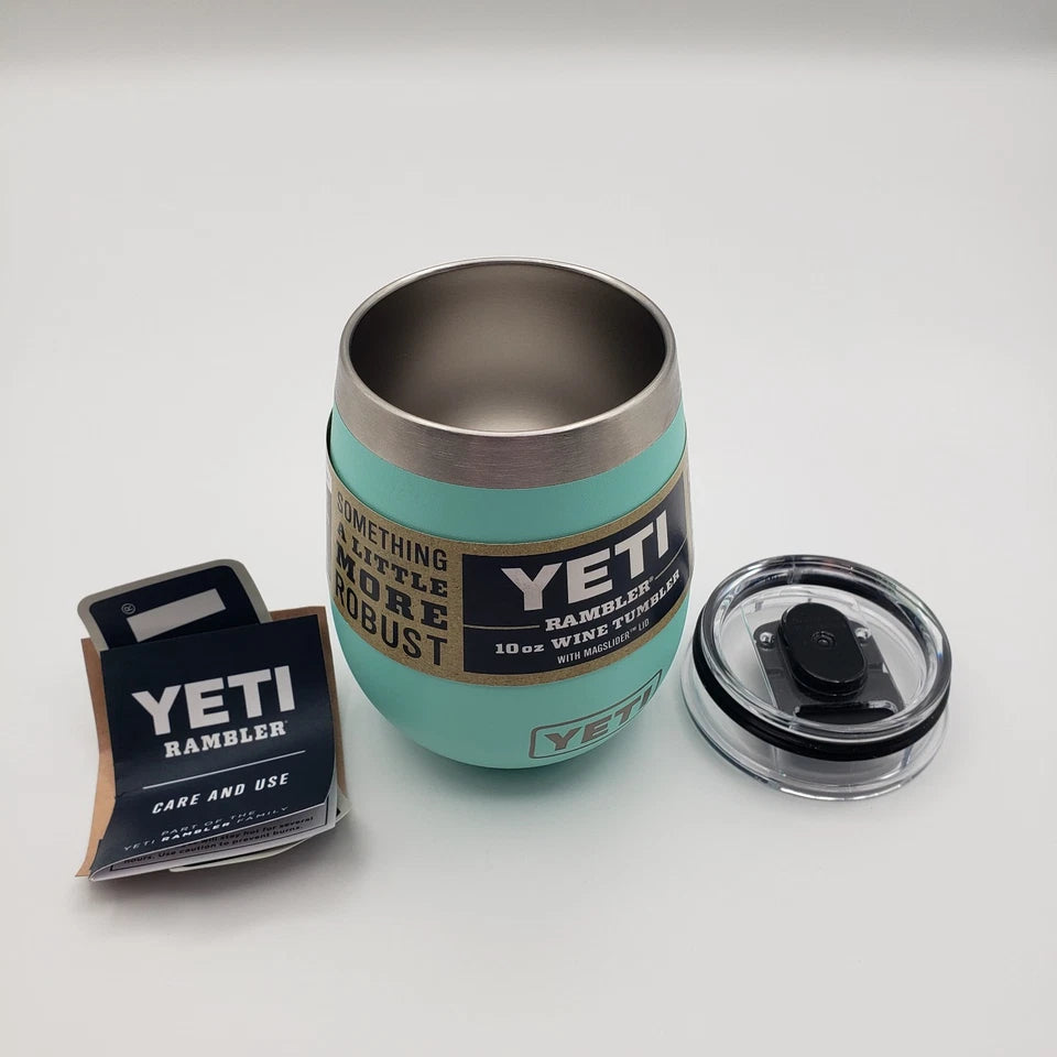 YETI Rambler 10 oz Wine Tumbler - SEAFOAM - with Black MagSlider Lid - NEW
