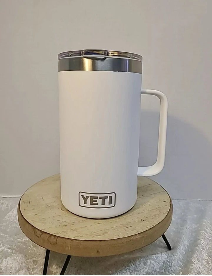 YETI 24 oz Rambler Mug Tumbler LIMITED EDITION Promo Cup White With Handle
