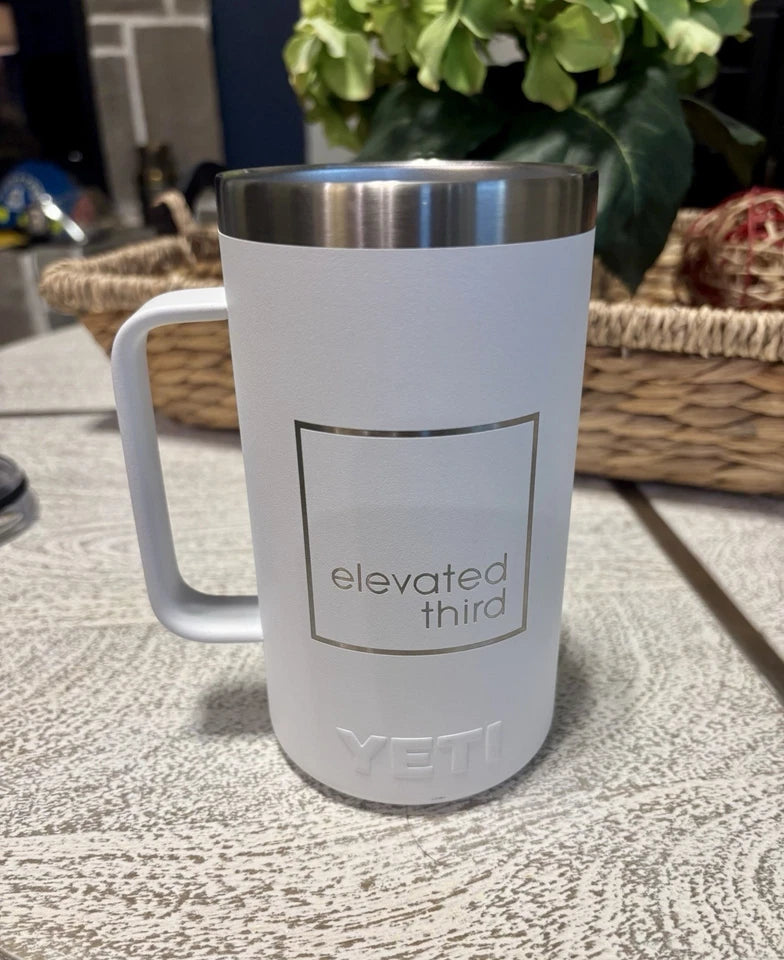 YETI 24 oz Rambler Mug Tumbler LIMITED EDITION Promo Cup White With Handle