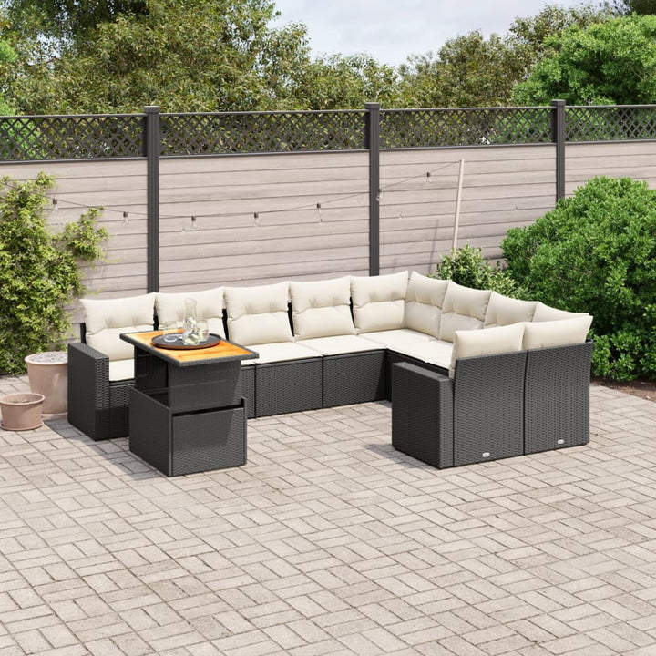 vidaXL Patio Sofa Set Black, Cream White