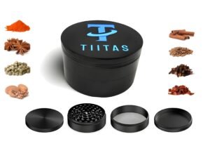 TIITAS Big Size 3 Inch Spice Herb Grinder Large Capacity Spice Grinder Mills for kitchen (Black)